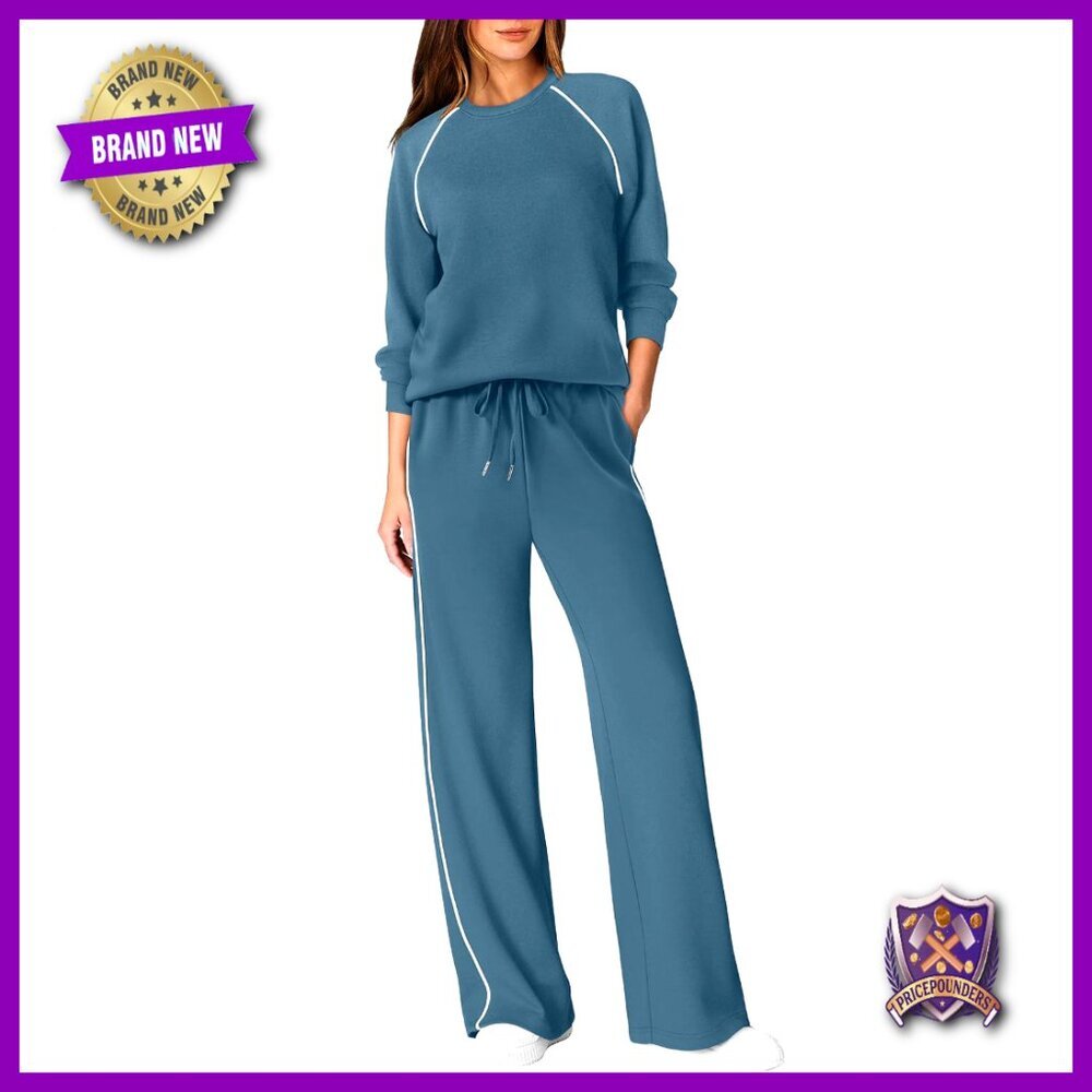 2 Piece Lounge Set Sweatsuit Wide Leg Pants Tracksuit Trendy Clothes